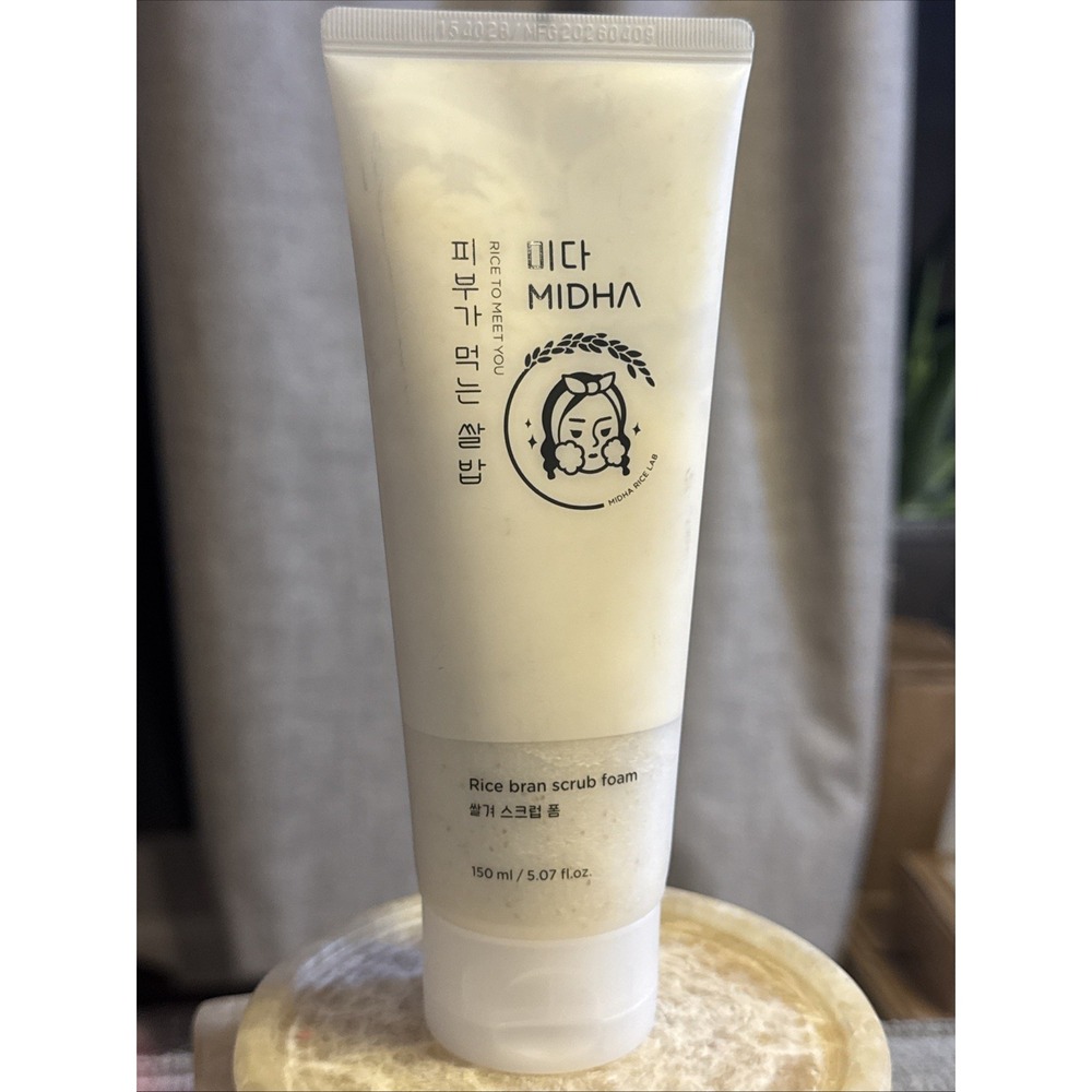 MIDHA Rice Bran Scrub Foam Rice To Meet You  5.07 Oz, EXP: 2029, NEW! Korean